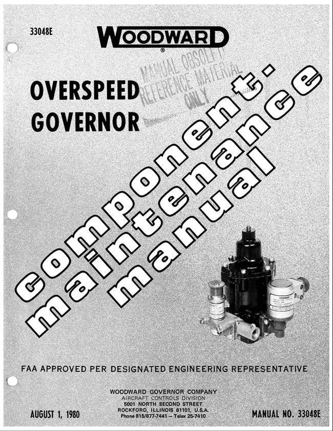 Woodward Turbo-Prop Overspeed Governor Bulletin 33048B Manual (33048B) 1
