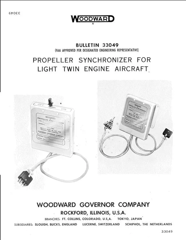 Woodward Propeller Synchronizer For Light Twin Engine Aircraft Bulletin 33049 (33049) 1