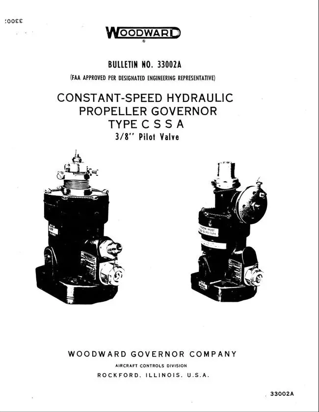 Woodward Constant-Speed Hydraulic Propeller Governor Type Cssa 3-8" Pilot Valve (33002A) 1