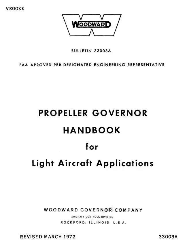 Woodward Propeller Governor Handbook For Light Aircraft Applications Bulletin 33033A (33003A) 1