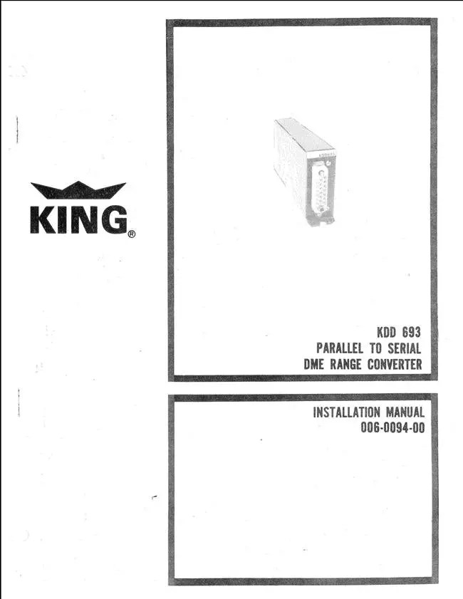 King Kdd 693 Parallel To Serial Dme Range Converter Installation Manual (006-0094-00) 1