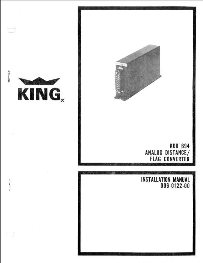 King Kdd 694 Analog Distance-Flag Converter Installation Manual (006-0122-00) 1