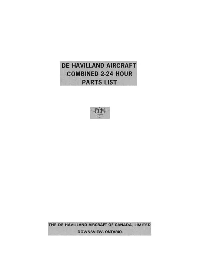 Dehavilland Combined 2-24 Hour Parts List 1