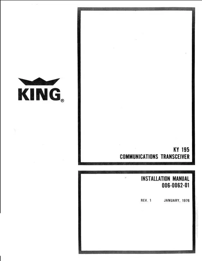 King Ky 195 Communications Transceiver Installation Manual (006-0062-01) 1