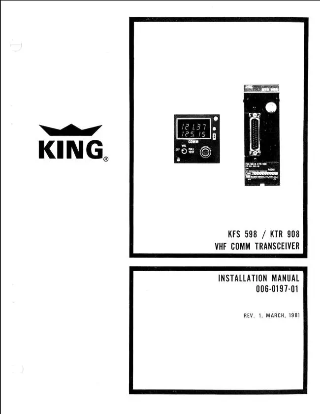 King Ktr 908 Vhf Comm Transceiver Maintenance-Overhaul Manual (006-5197-02) 1