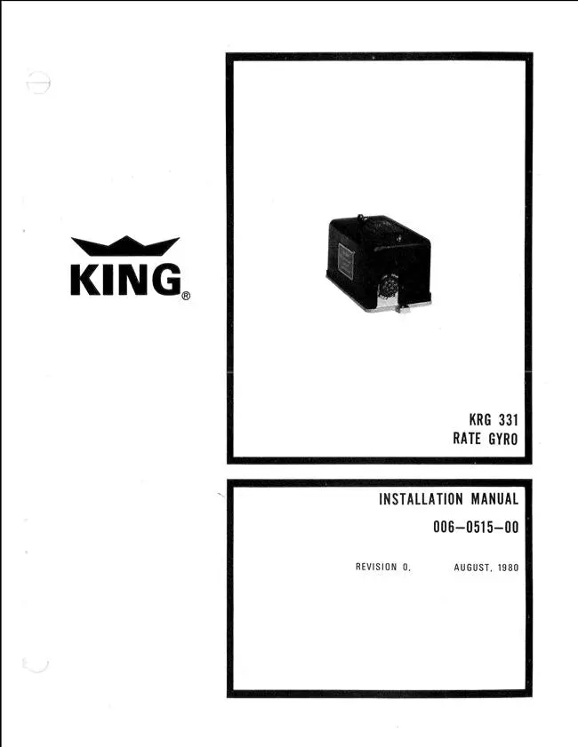 King Krg 331 Rate Gyro Maintenance-Overhaul Manual (006-5515-00) 1