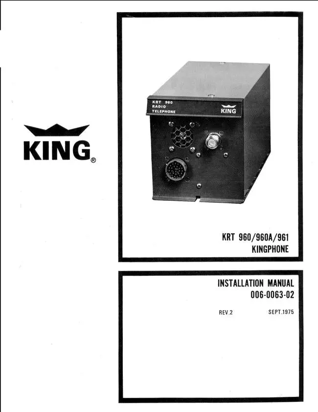 King Krt 960-960A-961 Kingphone Installation Manual (006-0063-03) 1