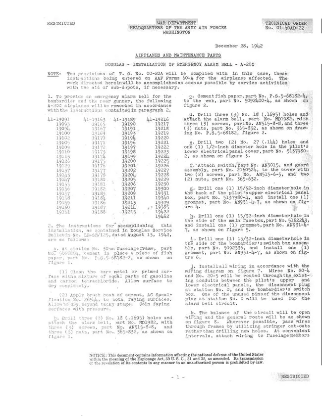 Douglas A-200 Emergency Alarm Bell Installation Manual (T.O. 01-40Ad-22) 1