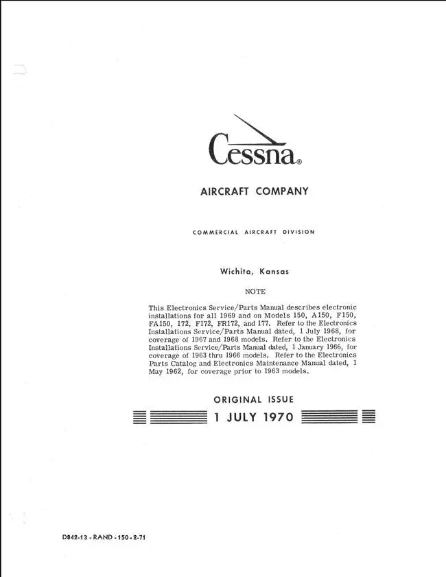 Cessna 150, 172, 177 Series 1969-71 Service-Parts Manual 1