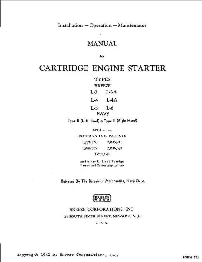 Breeze Cartridge Engine Starter Installation, Operation, Maintenance Manual 1