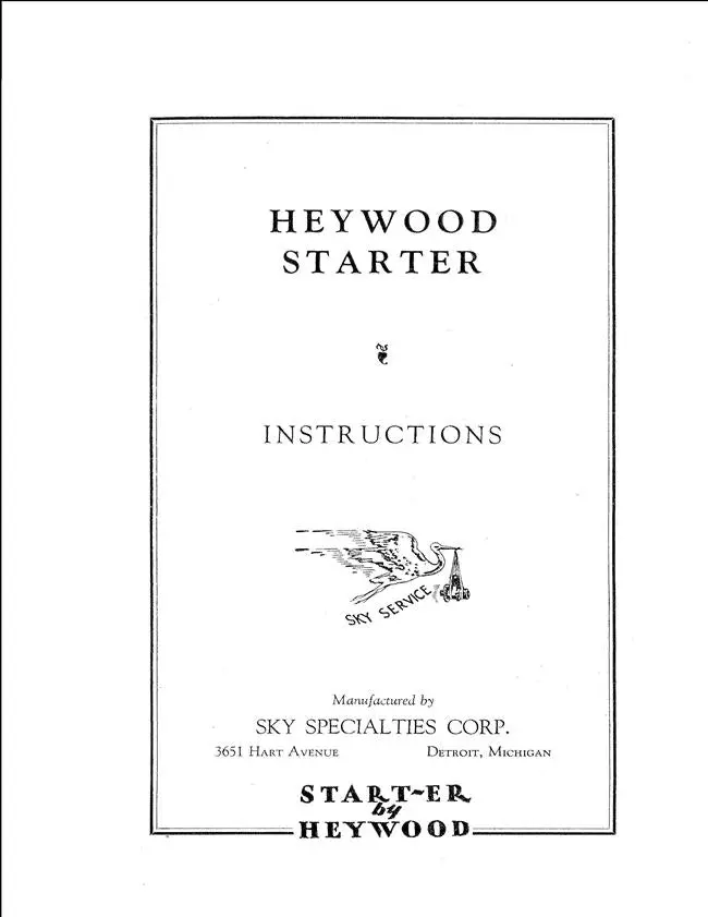 Heywood Starter Instructions Manual 1