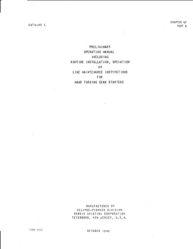 Eclipse-Pioneer Hand Turning Gear Starters Preliminary Operating Manual 1
