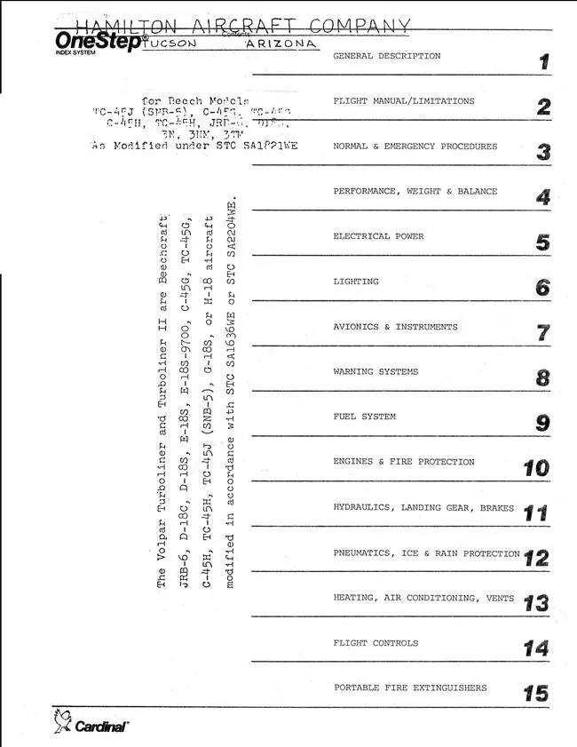 Volpar Turboliner, Turboliner Ii Flight Manual 1