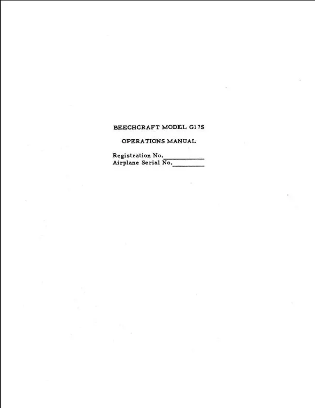Beech Model G17s Operating Limitations Manual 1