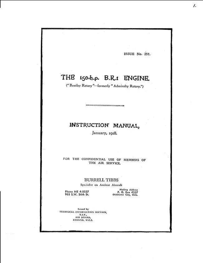 Bentley 150 Rp Engine Instruction Manual 1