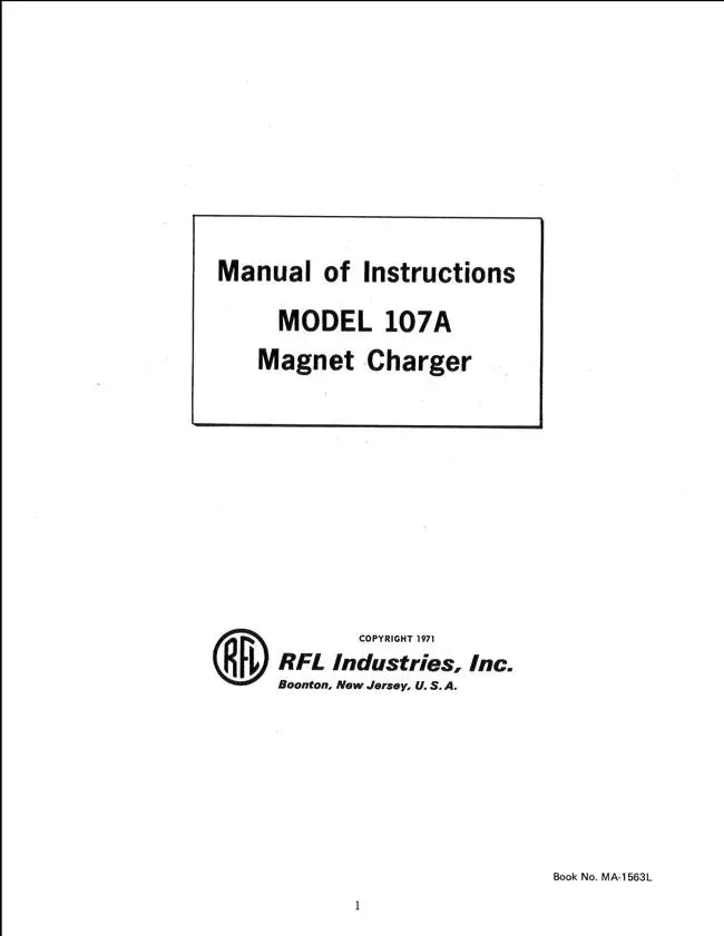 Rfl Model 107A Magnet Charger Instructions Manual 1