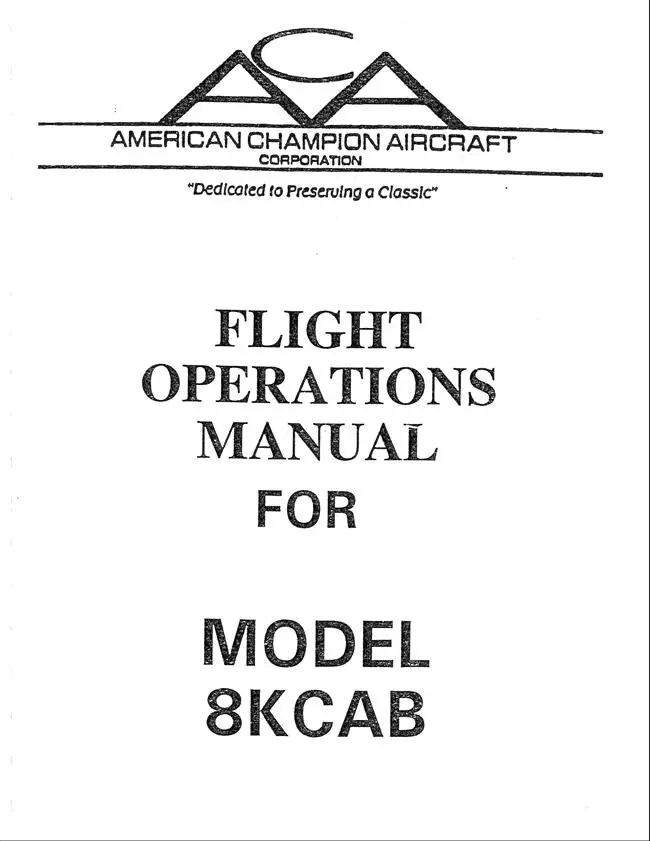 Bellanca Model 8Kcab Flight Operations Manual 1