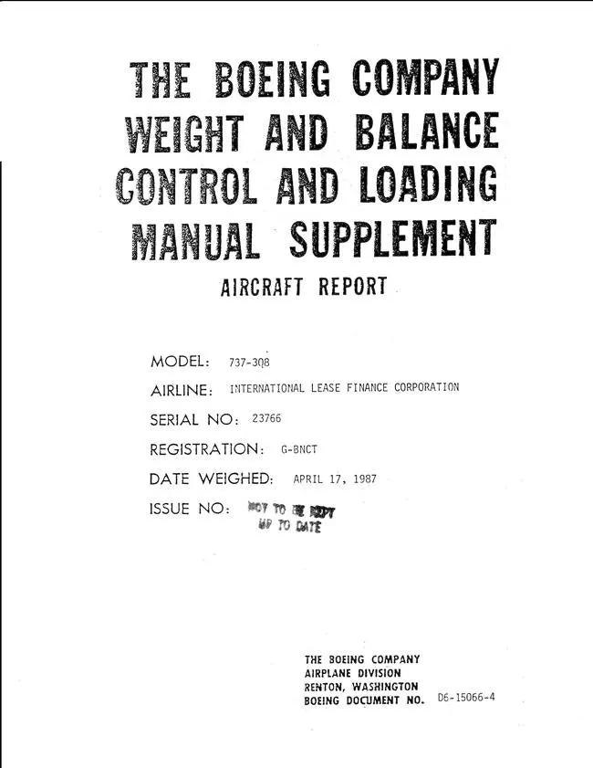 Boeing 737-3Q8 Weight & Balance Control & Loading Manual Supplement 1