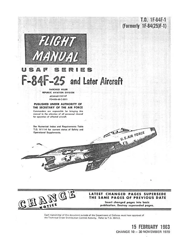 Republic Aviation F-84F-25 1963 Flight Manual (1F-84F-1) 1