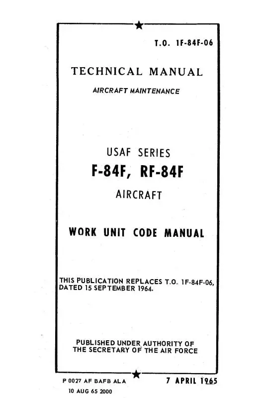 Republic Aviation F-84F, Rf-84F 1965 Maintenance Manual (1F-84F-06) 1