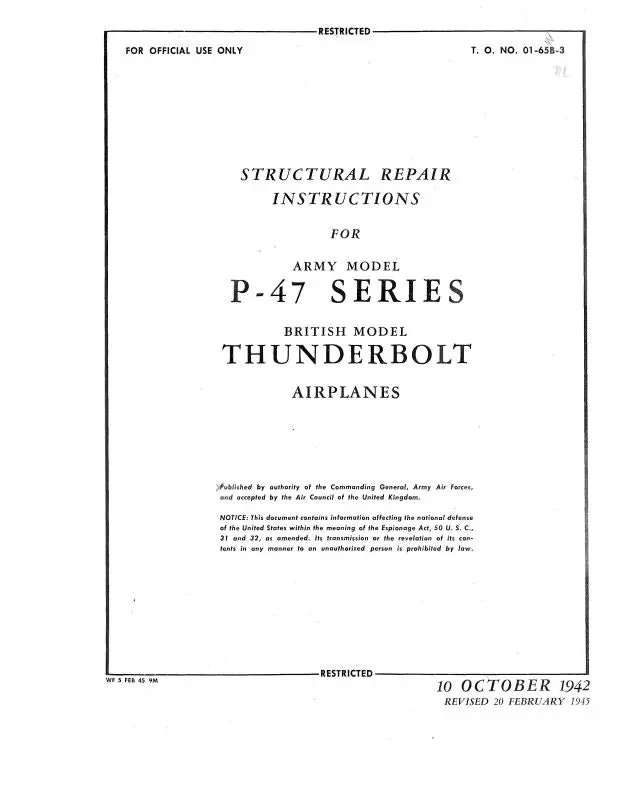 Republic Aviation P-47 1942 Structural Repair Instructions (01-65B-3) 1