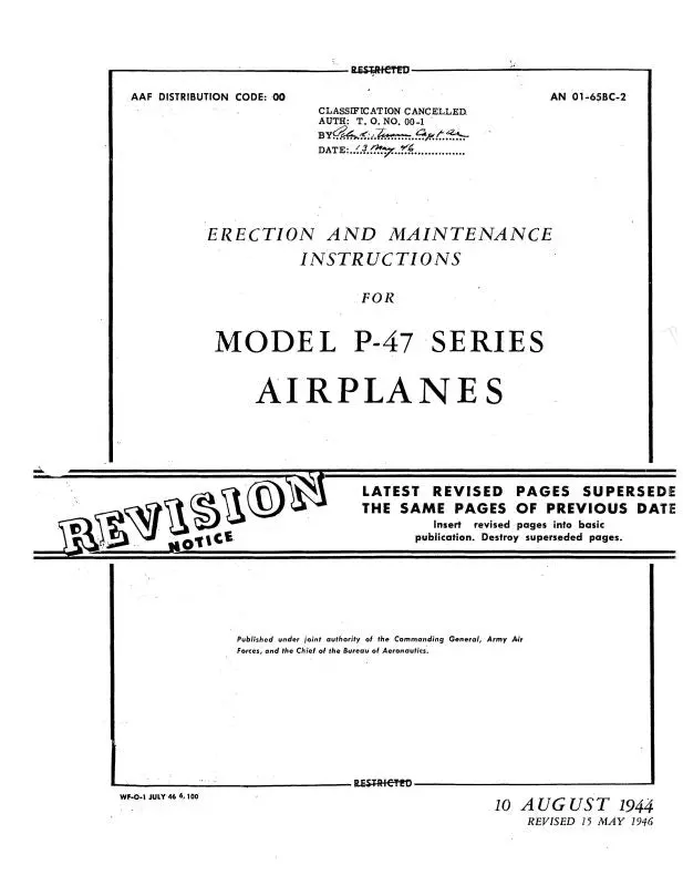 Republic Aviation P-47 1944 Erection & Maintenance Instructions (01-65Bc-2) 1