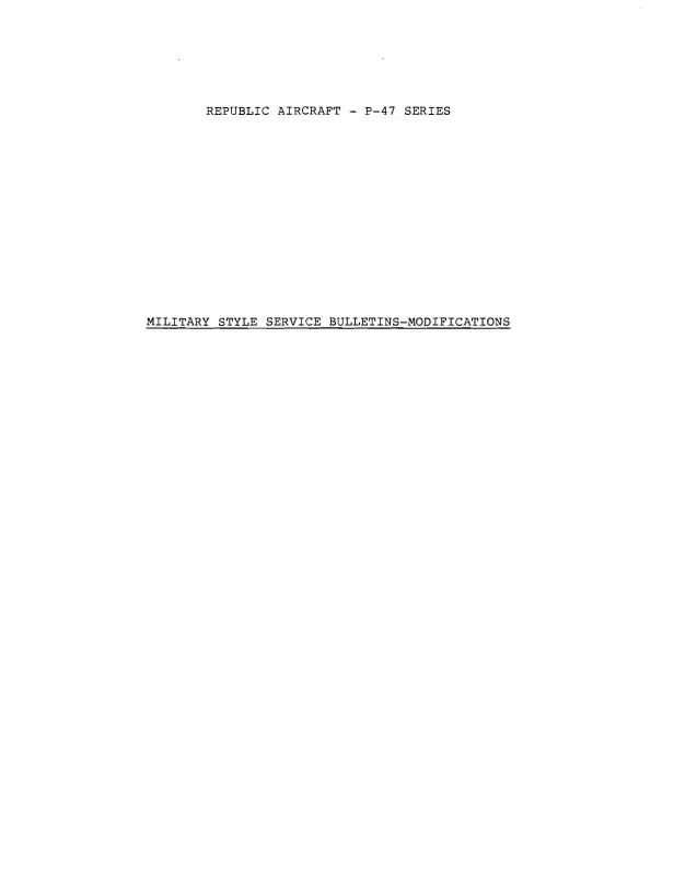 Republic Aviation P-47 Series Military Style Service Bulletins (Rpp47-Slb-C) 1