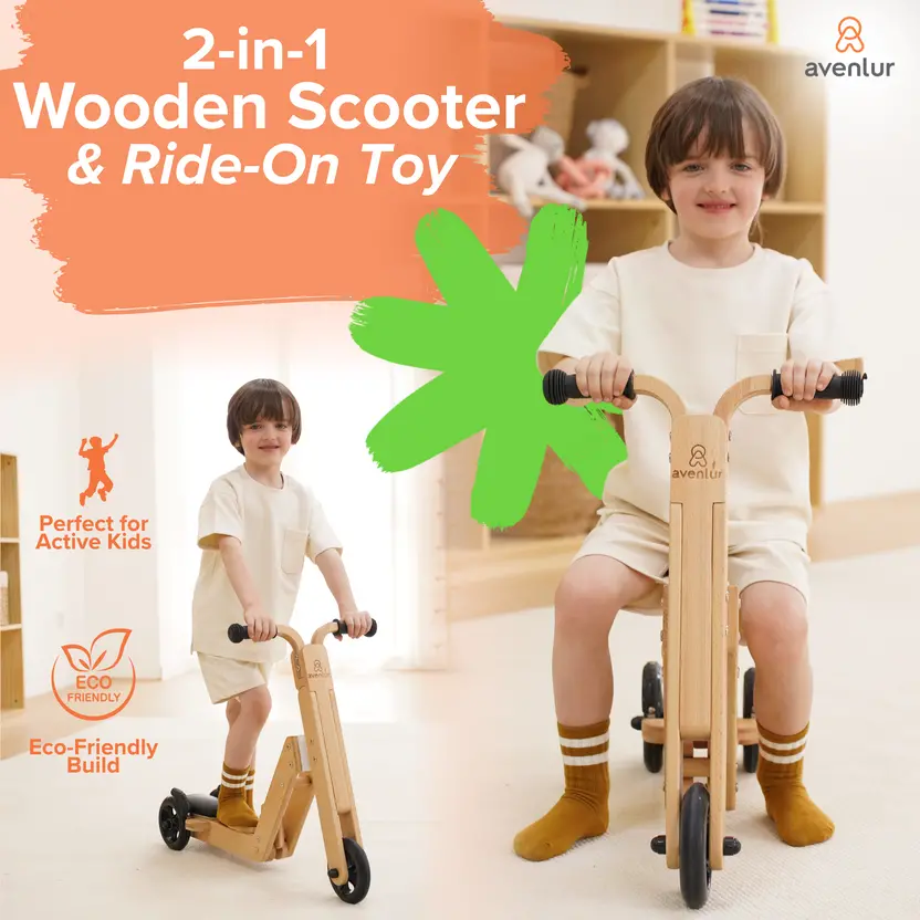 Avenlur | Juneberry 2-In-1 Wooden Scooter & Ride-On Toy For Toddlers 2