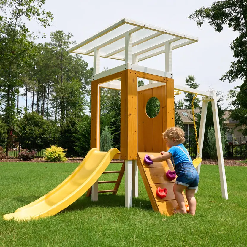 Avenlur | Forest Small Outdoor Toddler Swing Set | Compact Wooden Swing Frame For Babies & Kids 1