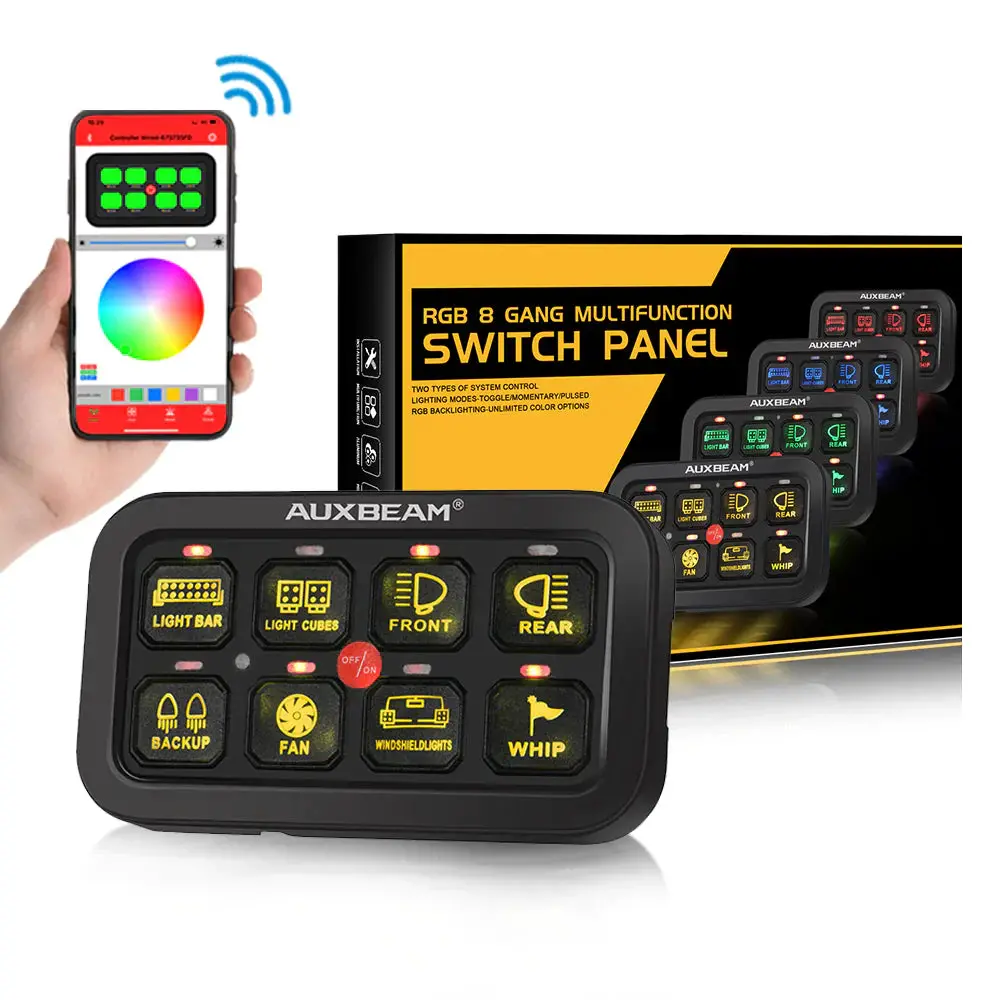 8 Gang Rgb Switch Panel With App Ar-800 By Auxbeam 1