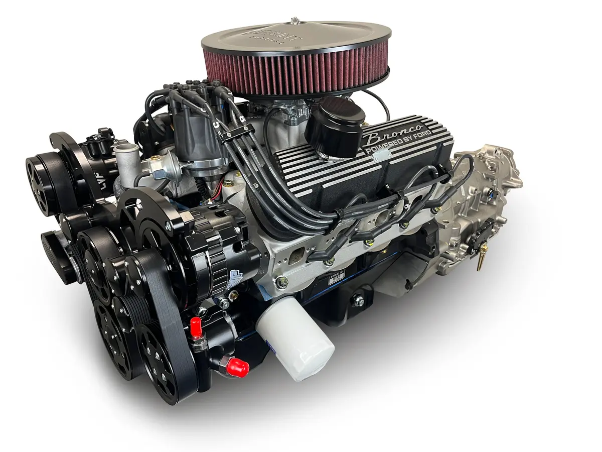 Ford Small Block Compatible 302 C.I. Engine And 4R70w Automatic Transmission - 365 Horsepower - Bronco Edition Builder Series - Black Pulley Kit - Fuel Injected 1