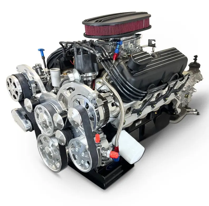 Ford Small Block Compatible 302 C.I. Engine And Tkx Manual Transmission - 370 Horsepower - Standard Edition Builder Series - Polished Pulley Kit - Carbureted 1