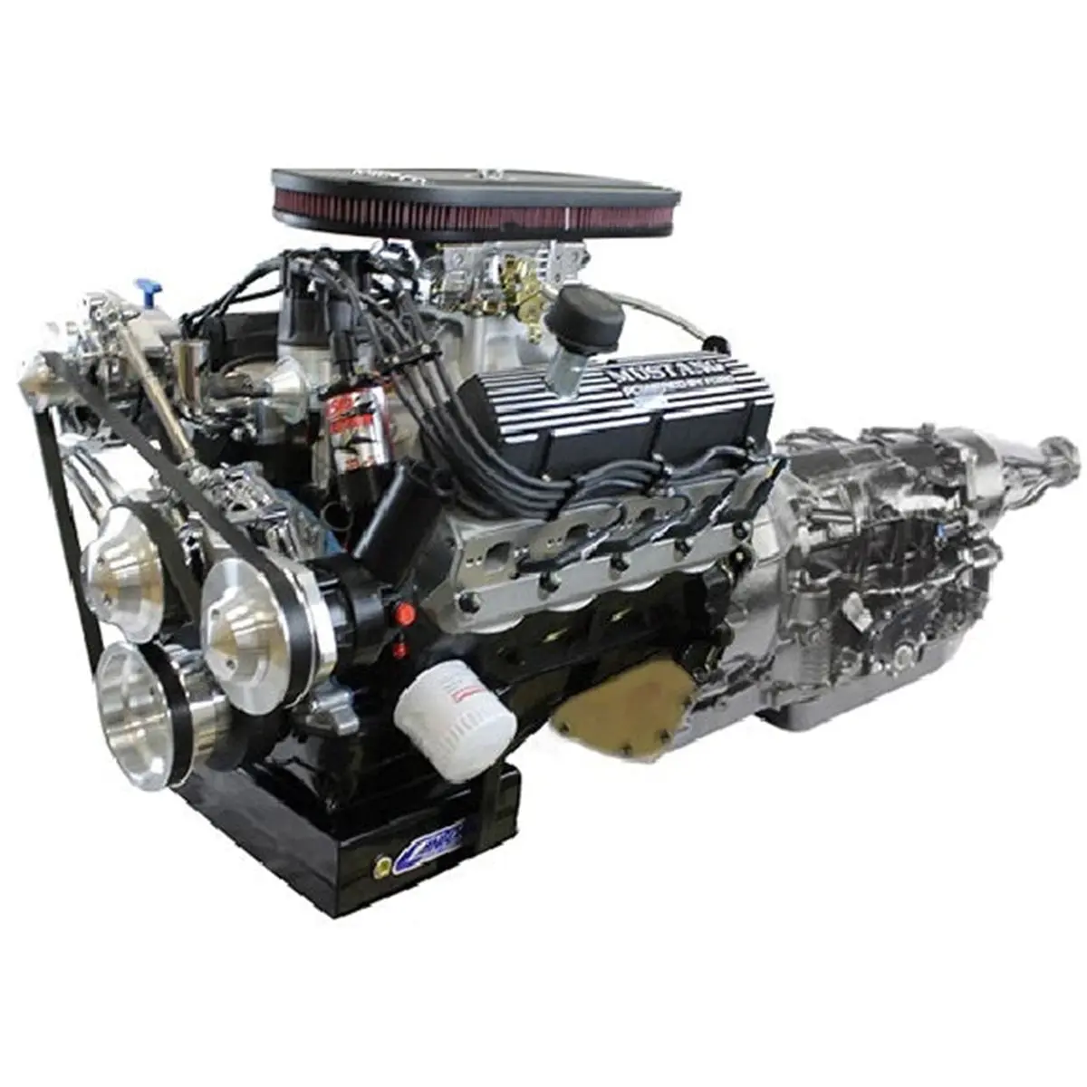 Ford Small Block Compatible 347 C.I. Engine And 4R70w Automatic Transmission - 415 Horsepower - Mustang Edition Builder Series - Polished Pulley Kit - Carbureted 1
