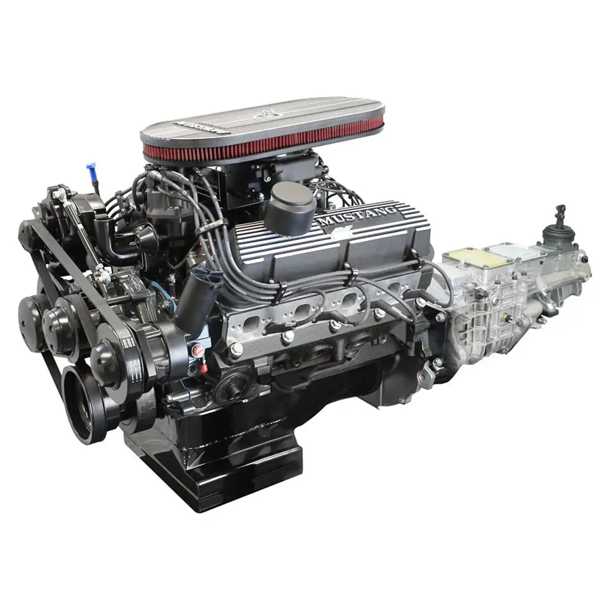 Ford Small Block Compatible 347 C.I. Engine And Tkx Manual Transmission - 415 Horsepower - Mustang Edition Builder Series - Black Pulley Kit - Carbureted 1