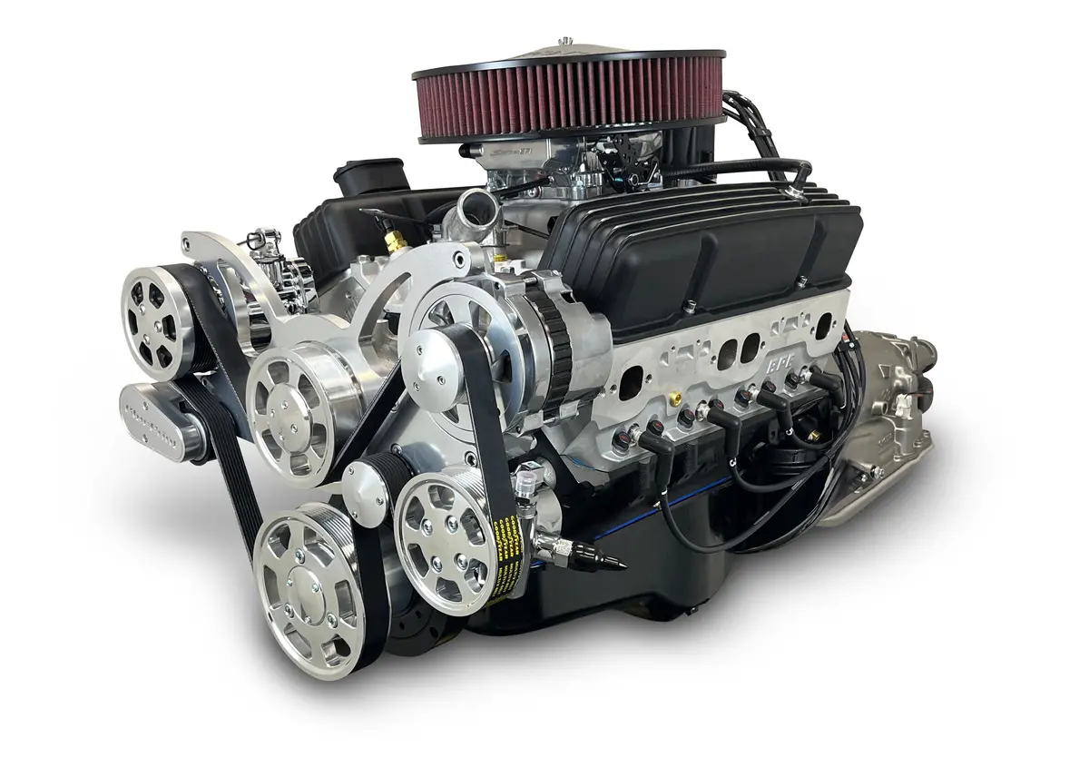 Gm Small Block Compatible 383 C.I. Engine And 700R4 Automatic Transmission - 436 Horsepower - Standard Edition Builder Series - Polished Pulley Kit - Fuel Injected 1