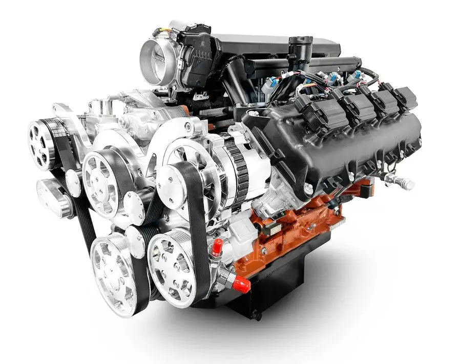 Chrysler Hemi Compatible 426 C.I. Engine And 4L65/70E Automatic Transmission - 610 Horsepower - Standard Edition Builder Series - Polished Pulley Kit - Fuel Injected 1