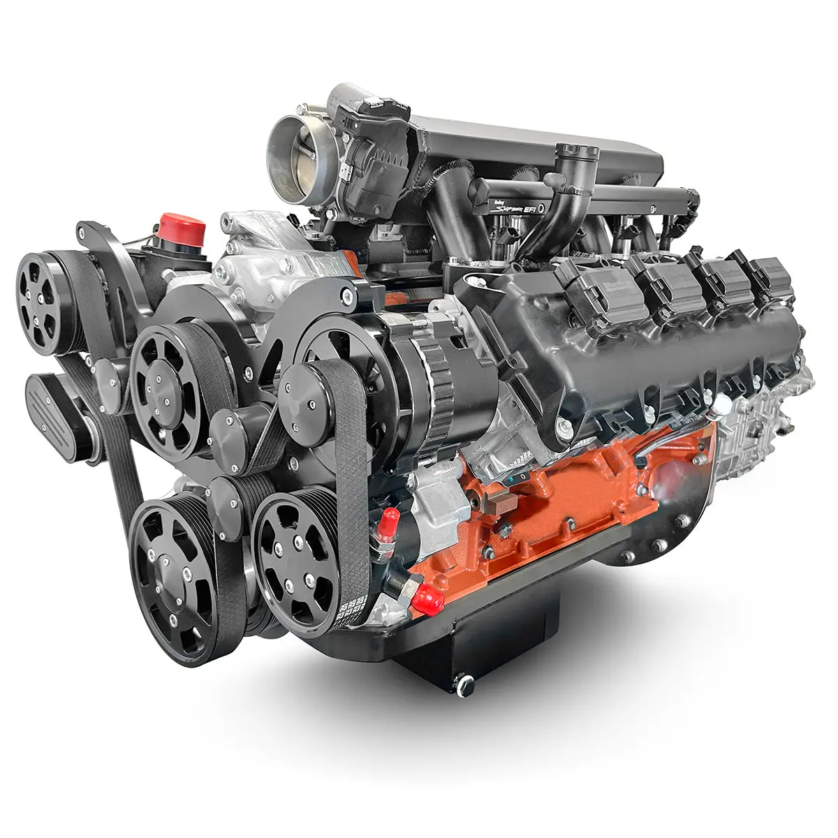 Chrysler Hemi Compatible 426 C.I. Engine And 4L65/70E Automatic Transmission - 610 Horsepower - Standard Edition Builder Series - Black Pulley Kit - Fuel Injected 1