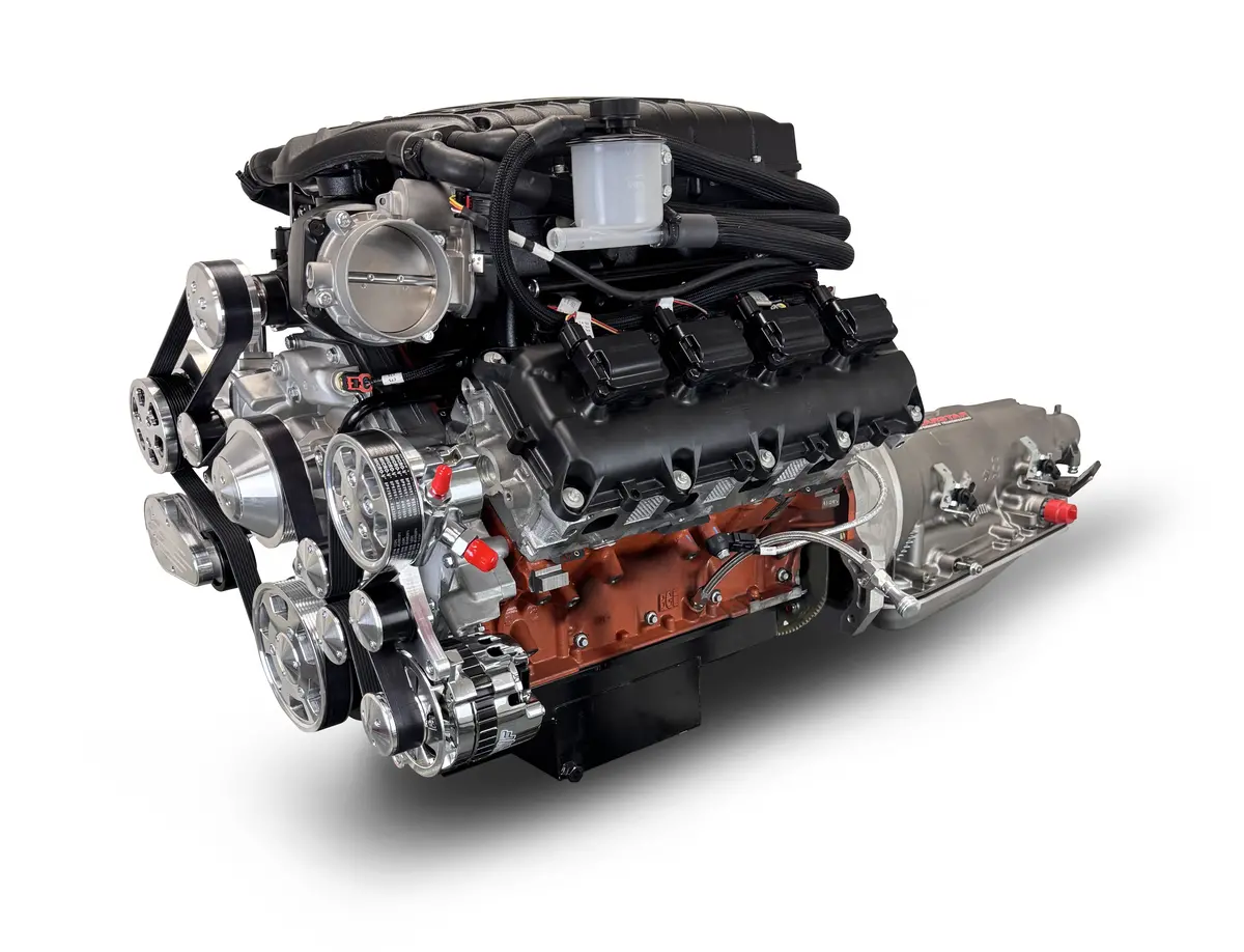 Chrysler Hemi Compatible 426 C.I. Engine And 4L80e Automatic Transmission - 872 Horsepower - Standard Edition Builder Series - Polished Pulley Kit - Supercharged 1