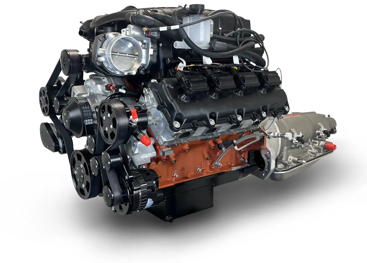 Chrysler Hemi Compatible 426 C.I. Engine And 4L80e Automatic Transmission - 872 Horsepower - Standard Edition Builder Series - Black Pulley Kit - Supercharged 1