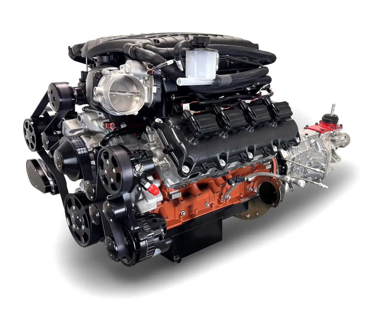 Chrysler Hemi Compatible 426 C.I. Engine And T56 Manual Transmission - 872 Horsepower - Standard Edition Builder Series - Black Pulley Kit - Supercharged 1
