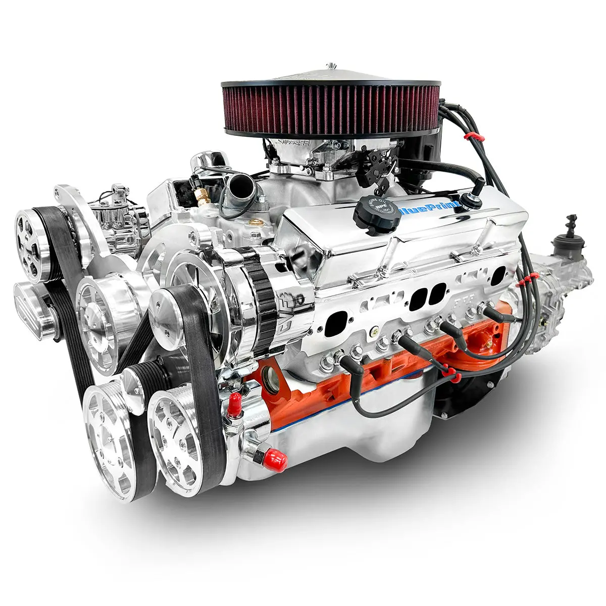 Gm Small Block Compatible 427 C.I. Pro Series Engine And Tkx Manual Transmission - 540 Horsepower - Standard Edition Builder Series - Polished Pulley Kit - Fuel Injected 1