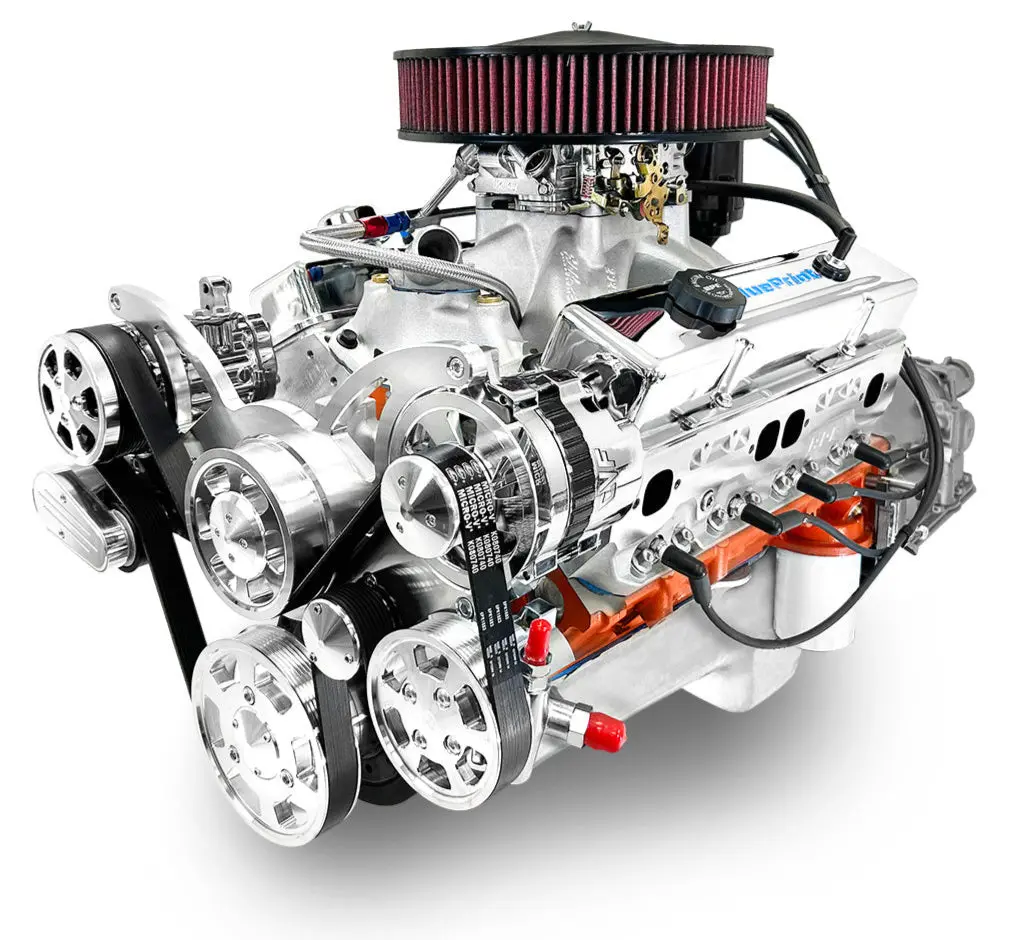 Gm Small Block Compatible 427 C.I. Engine And 700R4 Automatic Transmission - 540 Horsepower - Standard Edition Builder Series - Polished Pulley Kit - Carbureted 1