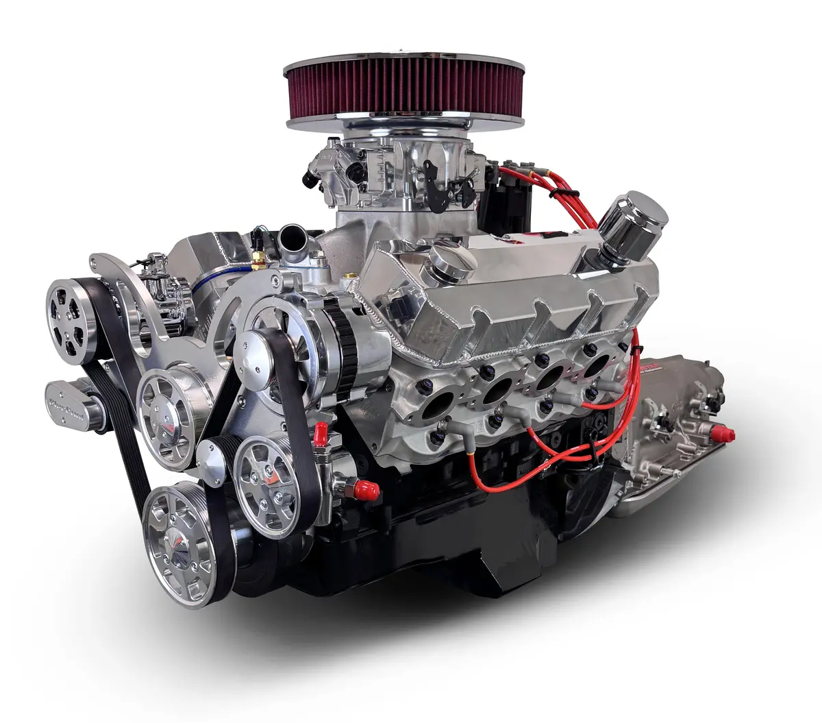 Gm Big Block Compatible 598 C.I. Engine And 4L80e Automatic Transmission - 741 Horsepower - Standard Edition Builder Series - Polished Pulley Kit - Fuel Injected 1