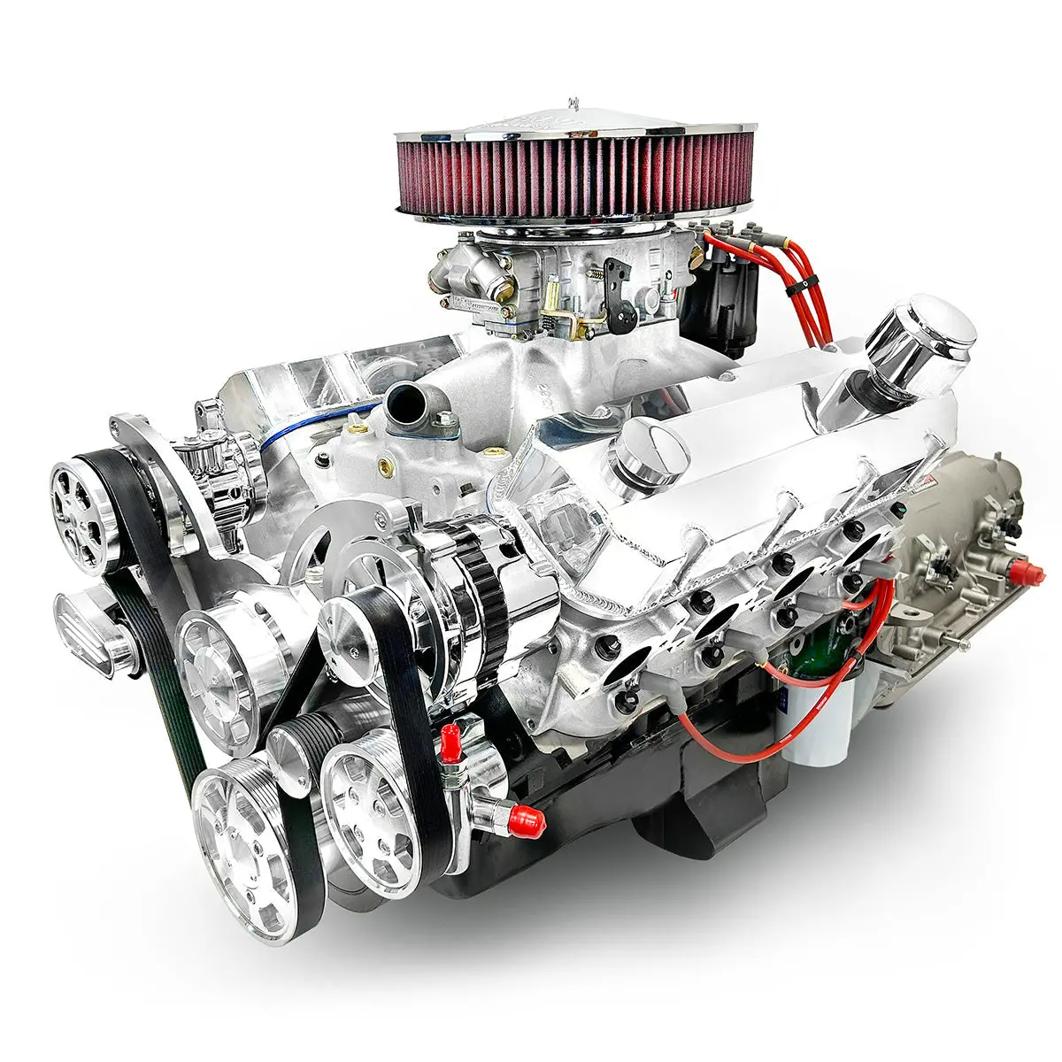 Gm Big Block Compatible 598 C.I. Engine And 4L80e Automatic Transmission - 741 Horsepower - Standard Edition Builder Series - Polished Pulley Kit - Carbureted 1