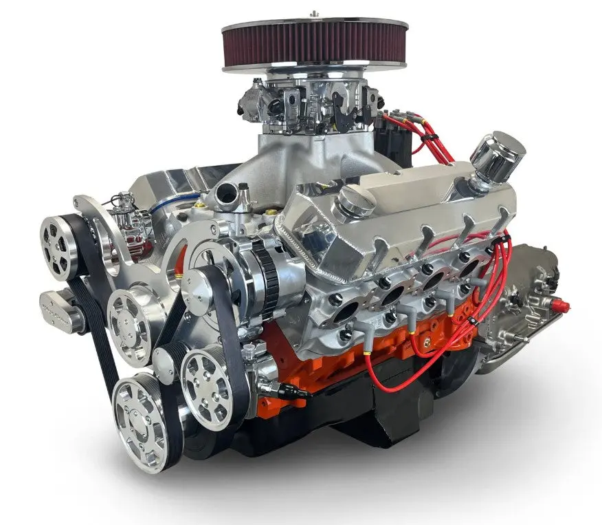 Gm Big Block Compatible 632 C.I. Pro Series Engine And 4L80e Automatic Transmission - 815 Horsepower - Standard Edition Builder Series - Polished Pulley Kit - Carbureted 1