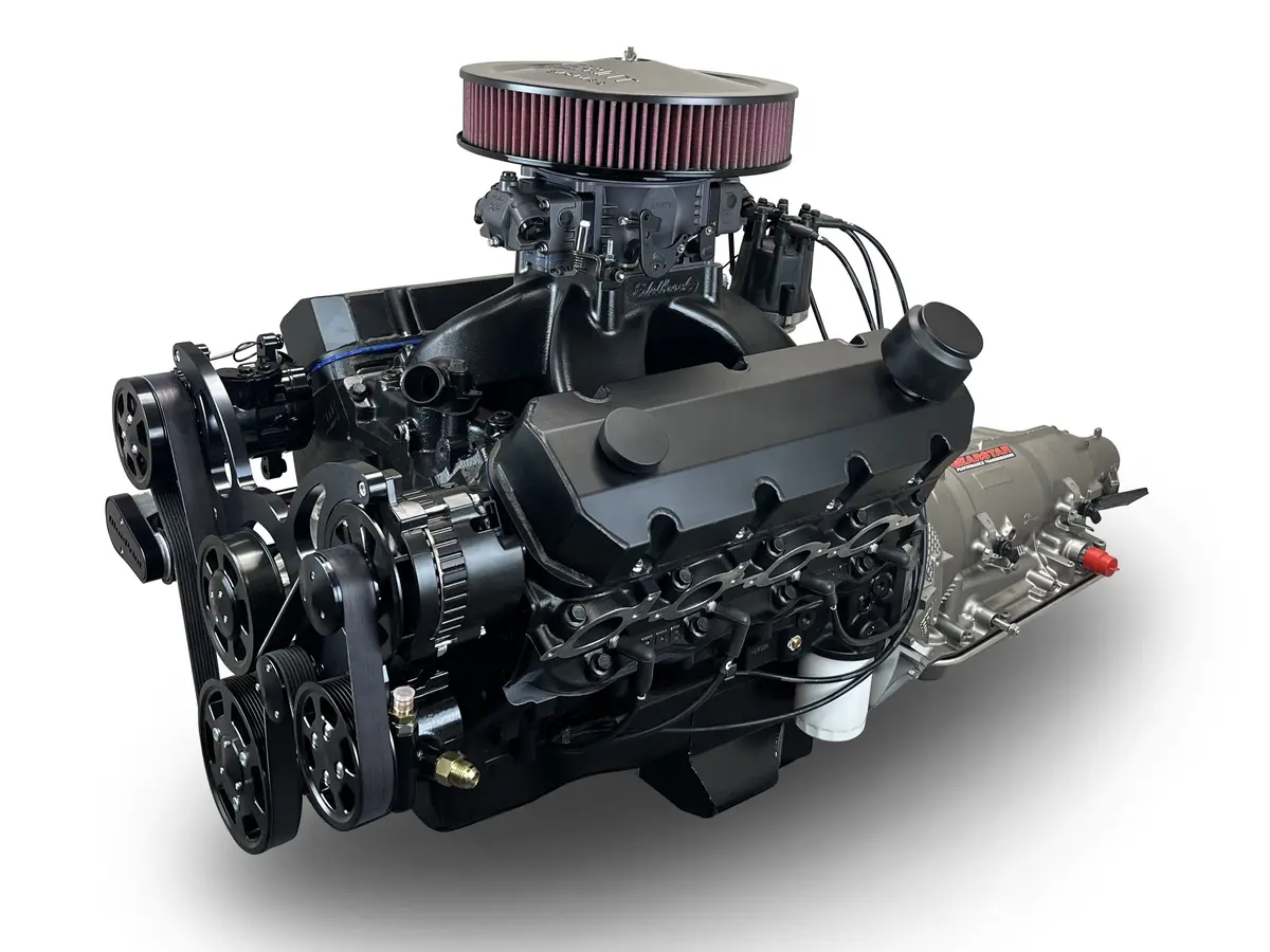 Gm Big Block Compatible 632 C.I. Pro Series Engine And 4L80e Automatic Transmission - 815 Horsepower - Blackout Reaper Edition Builder Series - Black Pulley Kit - Carbureted 1