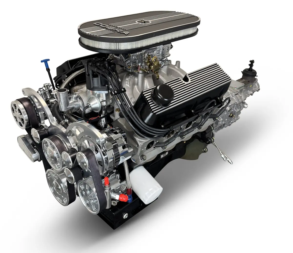 Ford Small Block Compatible 427 C.I. Engine And Tkx Manual Transmission - 541 Horsepower - Cobra Edition Builder Series - Polished Pulley Kit - Carbureted 1