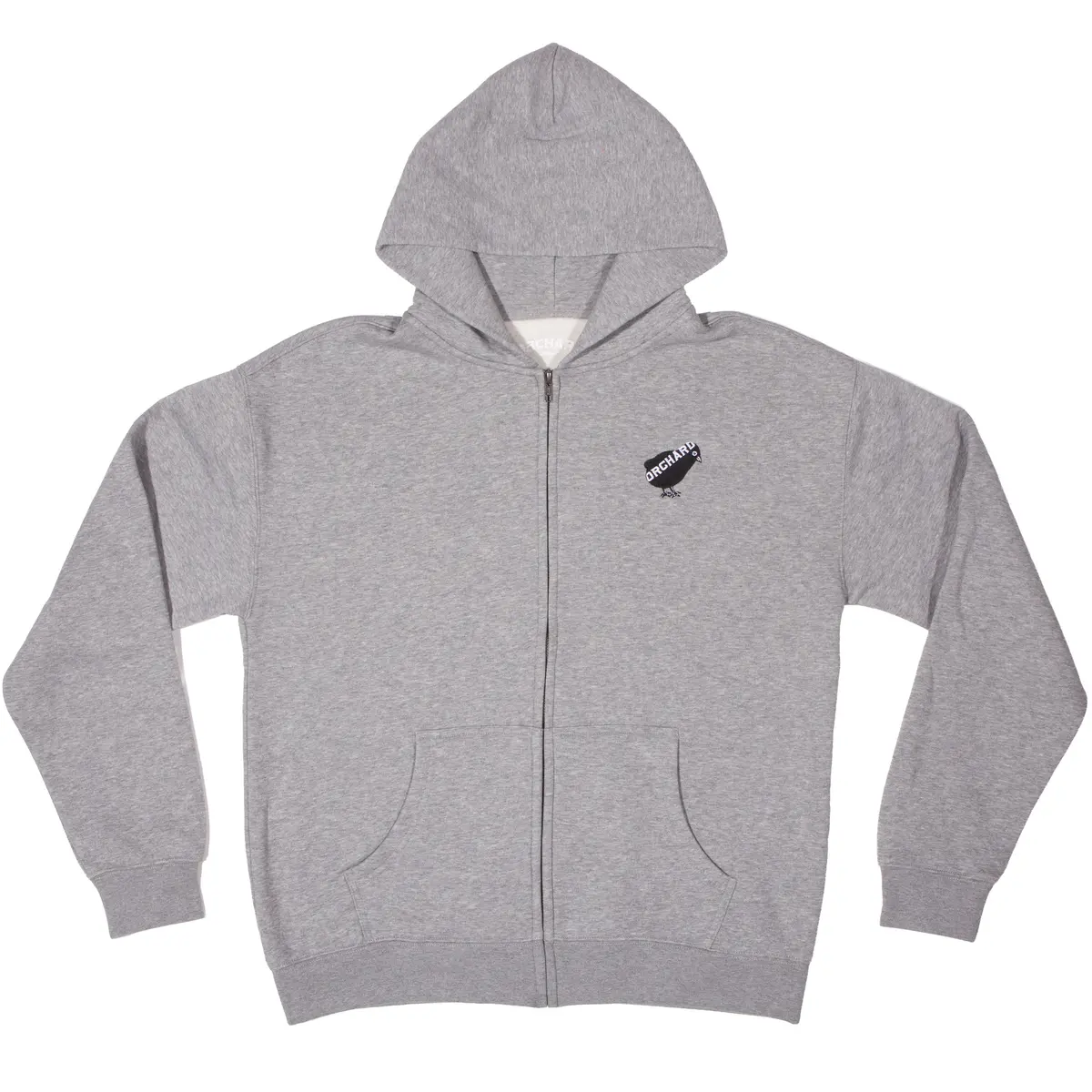 Orchard Bird Logo Emb Zip Hood Heather Grey 1