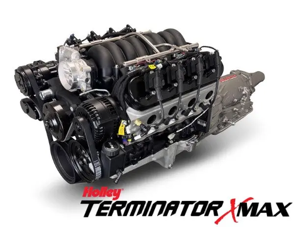 Gm Ls Compatible 376 C.I. Engine And 4L65/70E Automatic Transmission - 530 Horsepower - Standard Edition Builder Series - Black Pulley Kit - Holley Terminator X Efi System 1