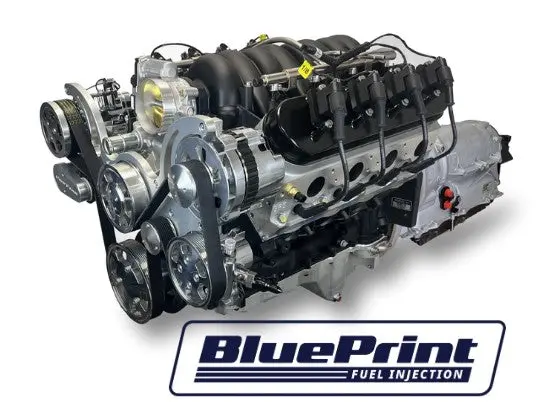Gm Ls Compatible 376 C.I. Engine And Zf-8 Speed Automatic Transmission - 530 Horsepower - Standard Edition Builder Series - Blueprint Engines Calibrated Ecu - Natural Pulley Kit 1